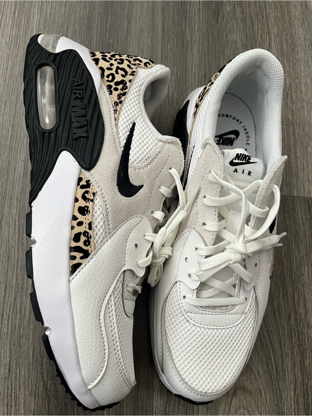 Nike Air Max Women’s White & Black Sneakers with Leopard Accent